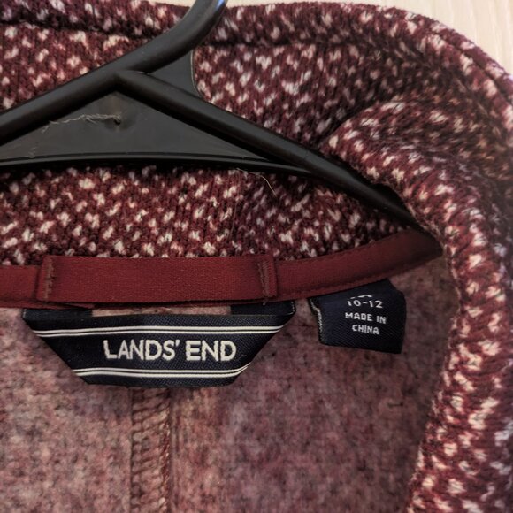 Lands End Womens Full Zip PurpleTextured Herringbone Knit Jacket Size 10-12 M - Picture 4 of 6
